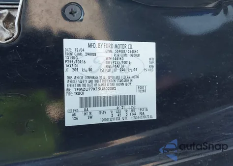 2005 Ford Explorer Sport Trac Adrenalin/Xls/Xlt z USA, uszkodzony, nr VIN 1FMZU77K15UB02382